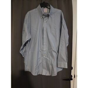 Brooks Brothers Blue‎ Striped Polo, Men's 17-33 Traditional Fit Shirt, Non Iron